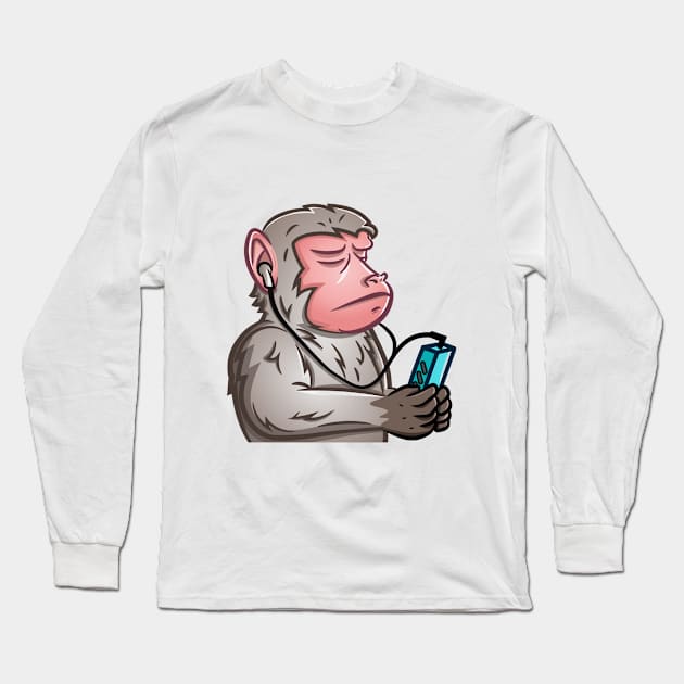 Monkey Walkman Meme Long Sleeve T-Shirt by Cripta Art